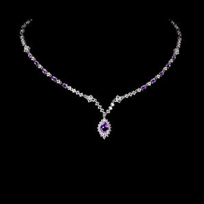 925 Sterling Silver Necklace Pear Amethyst 8x6mm Topaz Natural Gemstone Jewelry