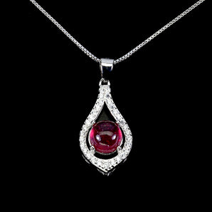 925 Sterling Silver Necklace Round Ruby 6mm Natural Gemstone Jewelry 18 Inches