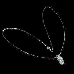 925 Sterling Silver Necklace Sapphire Round Diamond Cut Topaz Gemstone 18inches