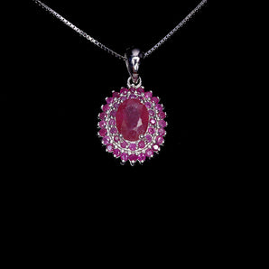 925 Sterling Silver Necklace Oval Ruby 7x5mm Natural Gemstone Jewelry 18inches
