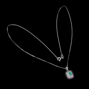 925 Sterling Silver Necklace Octagon Emerald 6x4mm Ruby Sapphire Gemstone 18in