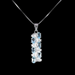 925 Sterling Silver Necklace Oval Sky Blue Topaz 5x3mm Topaz Gemstone Jewelry 18