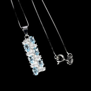 925 Sterling Silver Necklace Oval Sky Blue Topaz 5x3mm Topaz Gemstone Jewelry 18