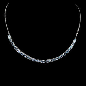 925 Sterling Silver Necklace Oval Sky Blue Topaz 6x4mm Gemstone Jewelry 16inches
