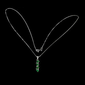 925 Sterling Silver Necklace Pear Emerald 5x3mm White Topaz Gemstone Jewelry 18