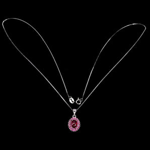 925 Sterling Silver Necklace Oval Ruby 7x5mm Ruby Diamond Cut Gemstone 18inches