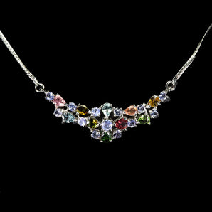 925 Sterling Silver Necklace Pear Tanzanite 5x4mm Gemstone Jewelry 19.5inches