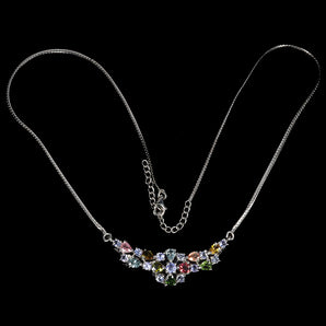 925 Sterling Silver Necklace Pear Tanzanite 5x4mm Gemstone Jewelry 19.5inches