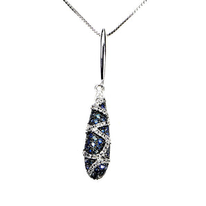 925 Sterling Silver Necklace Blue Sapphire Round Diamond Cut Topaz Gemstone 18in