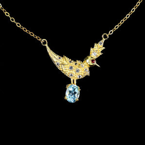 925 Sterling Silver Necklace Oval Sky Blue Topaz 8x6mm Topaz Gemstone Jewelry 17