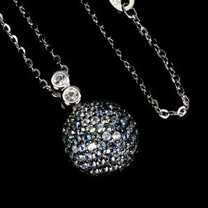 925 Sterling Silver Necklace Blue Sapphire Round Diamond Cut Topaz Gemstone 18
