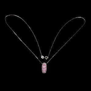925 Sterling Silver Necklace Pink Sapphire Round Diamond Cut Gemstone Jewelry 18