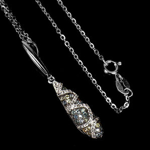 925 Sterling Silver Necklace Sapphire Round Diamond Cut Topaz Gemstone 18inches