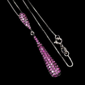 925 Sterling Silver Necklace Ruby Myanmar Round Diamond Cut Gemstone Jewelry 18
