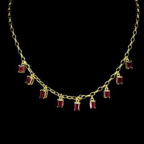 925 Sterling Silver Necklace Octagon Ruby 6x4mm Natural Gemstone Jewelry 18in