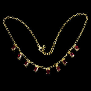925 Sterling Silver Necklace Octagon Ruby 6x4mm Natural Gemstone Jewelry 18in