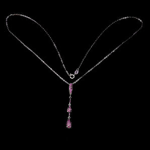 925 Sterling Silver Necklace Pink Sapphire Round Diamond Cut Gemstone Jewelry 18