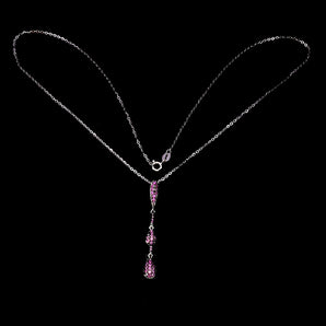 925 Sterling Silver Necklace Pink Sapphire Round Diamond Cut Gemstone Jewelry 18