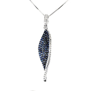 925 Sterling Silver Necklace Sapphire Round Diamond Cut Topaz Gemstone 18inches