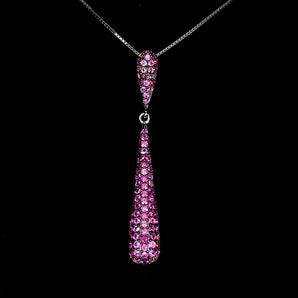 925 Sterling Silver Necklace Ruby Myanmar Round Diamond Cut Gemstone Jewelry 18