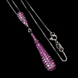 925 Sterling Silver Necklace Ruby Myanmar Round Diamond Cut Gemstone Jewelry 18
