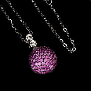 925 Sterling Silver Necklace Ruby Myanmar Round Diamond Cut Topaz Gemstone 18in