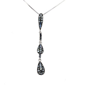 925 Sterling Silver Necklace Blue Sapphire Round Diamond Cut Gemstone Jewelry 18