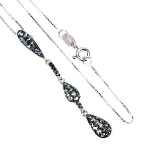 925 Sterling Silver Necklace Blue Sapphire Round Diamond Cut Gemstone Jewelry 18