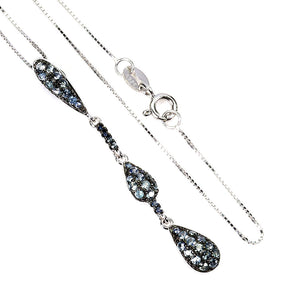 925 Sterling Silver Necklace Blue Sapphire Round Diamond Cut Gemstone Jewelry 18