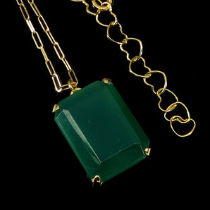 925 Sterling Silver Necklace Octagon Aventurine 20x15mm Gemstone Jewelry 17in