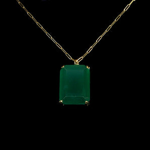 925 Sterling Silver Necklace Octagon Aventurine 20x15mm Gemstone Jewelry 17in