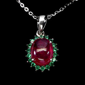 925 Sterling Silver Necklace Oval Ruby 8x6mm Natural Gemstone Jewelry 18 Inches