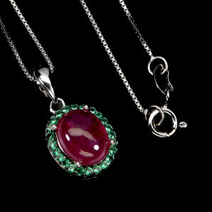 925 Sterling Silver Necklace Oval Ruby 9x7mm Natural Gemstone Jewelry 18inches