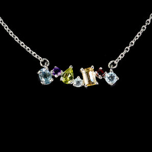 925 Sterling Silver Necklace Octagon Citrine 6x4mm Peridot Gemstone Jewelry 18in