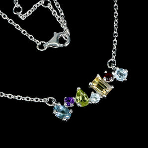 925 Sterling Silver Necklace Octagon Citrine 6x4mm Peridot Gemstone Jewelry 18in