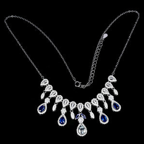 925 Sterling Silver Necklace Pear Aquamarine 7x5mm Kyanite Gemstone Jewelry 17in