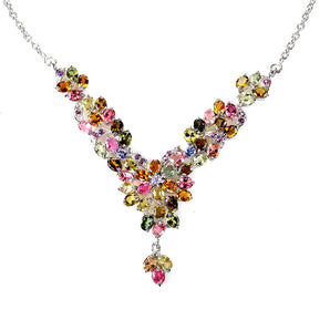 925 Sterling Silver Necklace Oval Tourmaline 4x3mm Tanzanite Gemstone Jewelry 18