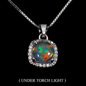925 Sterling Silver Necklace Round Fire Opal 7mm Natural Gemstone Jewelry 18in