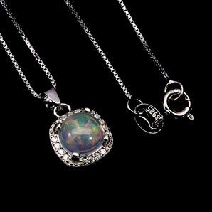 925 Sterling Silver Necklace Round Fire Opal 7mm Natural Gemstone Jewelry 18in