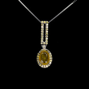 925 Sterling Silver Necklace Oval Yellow Sapphire 7x5mm Sapphire Gemstone 18in