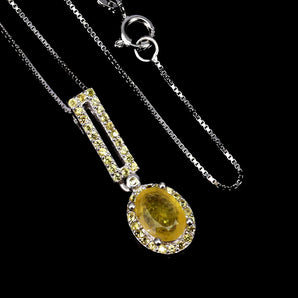 925 Sterling Silver Necklace Oval Yellow Sapphire 7x5mm Sapphire Gemstone 18in