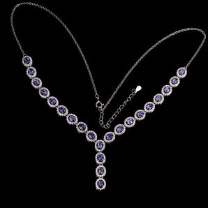 925 Sterling Silver Necklace Oval Tanzanite 4x3mm Natural Gemstone Jewelry 19in