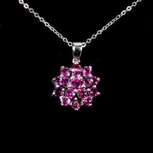 925 Sterling Silver Necklace Round Rhodolite Garnet 4mm Gemstone Jewelry 17in