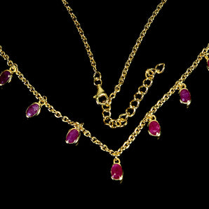 925 Sterling Silver Necklace Oval Ruby 6x4mm Natural Gemstone Jewelry 17 Inches