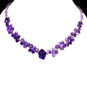 925 Sterling Silver Necklace Fancy Amethyst 20x15mm Gemstone Jewelry 20 Inches