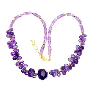 925 Sterling Silver Necklace Fancy Amethyst 20x15mm Gemstone Jewelry 20 Inches