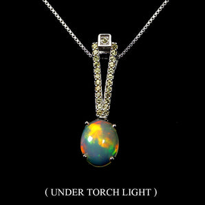 925 Sterling Silver Necklace Oval Fire Opal 9x7mm Sapphire Gemstone Jewelry 18in