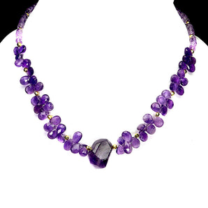 925 Sterling Silver Necklace Fancy Amethyst 19x15mm Gemstone Jewelry 18 Inches