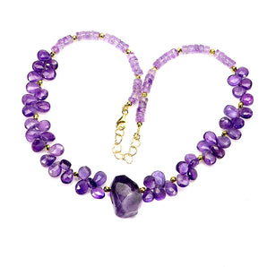 925 Sterling Silver Necklace Fancy Amethyst 19x15mm Gemstone Jewelry 18 Inches