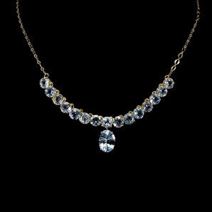 925 Sterling Silver Necklace Oval Sky Blue Topaz 14x10mm Gemstone Jewelry 18in
